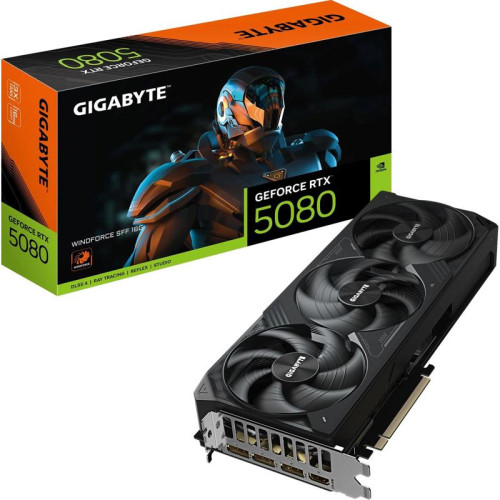 Видеокарта Gigabyte PCI-E 5.0 GV-N5080WF3-16GD 1.0 NVIDIA GeForce RTX 5080 16Gb 256bit GDDR7 2617/30000 HDMIx1 DPx3 HDCP Ret