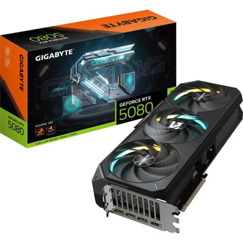 Видеокарта Gigabyte PCI-E 5.0 GV-N5080GAMING-16GD 1.0 NVIDIA GeForce RTX 5080 16Gb 256bit GDDR7 2617/30000 HDMIx1 DPx3 HDCP Ret