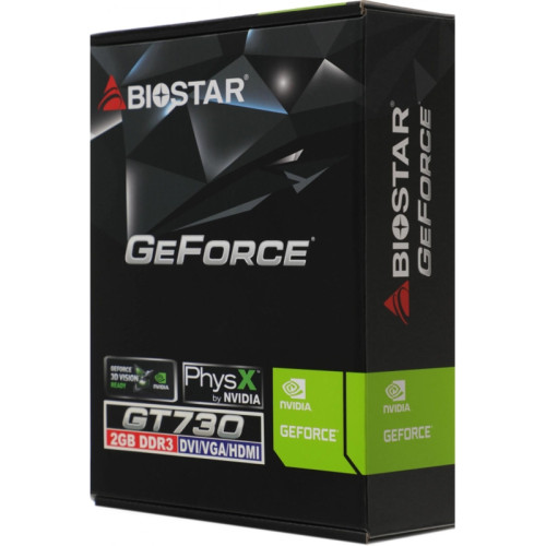 Видеокарта Biostar PCI-E GT730-2GB D3 LP (GF108) NVIDIA GeForce GT 730 2Gb 128bit GDDR3 700/1333 DVIx1 HDMIx1 CRTx1 HDCP Ret low profile [VN7313THX1]