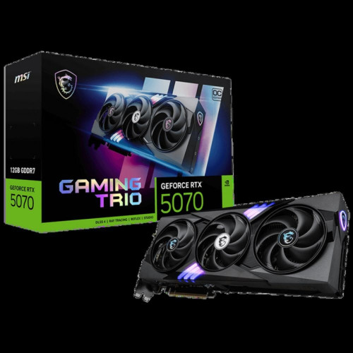 Видеокарта MSI PCI-E RTX 5070 12G GAMING TRIO OC NVIDIA GeForce RTX 5070 12Gb 192bit GDDR7 2610/28000 HDMIx1 DPx3 HDCP Ret