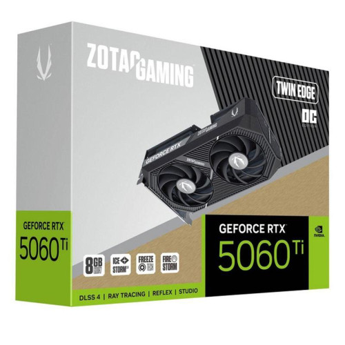 Видеокарта Zotac PCI-E 5.0 RTX 5060TI 8GB TWIN EDGE OC NVIDIA GeForce RTX 5060TI 8Gb 128bit GDDR7 2602/28000 HDMIx1 DPx3 HDCP Ret