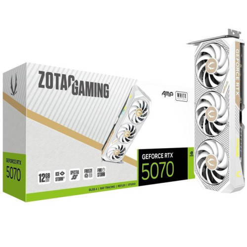 Видеокарта Zotac PCI-E 5.0 RTX 5070 AMP WHITE ED NVIDIA GeForce RTX 5070 12Gb 192bit GDDR7 2587/28000 HDMIx1 DPx3 HDCP Ret