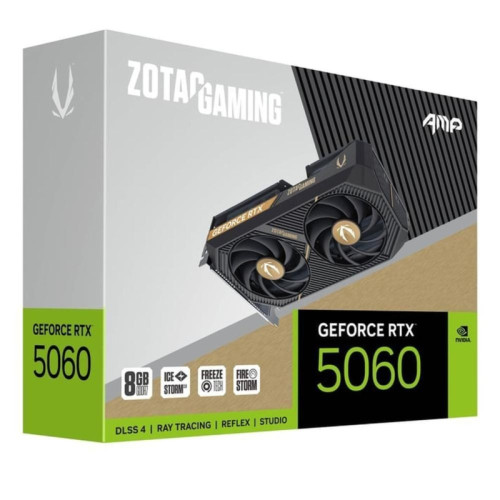 Видеокарта Zotac PCI-E 5.0 RTX 5060 AMP NVIDIA GeForce RTX 5060 8Gb 128bit GDDR7 2550/28000 HDMIx1 DPx3 HDCP Ret