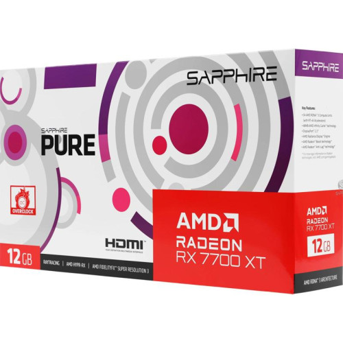 Видеокарта Sapphire PCI-E 4.0 11335-03-20G PURE RX 7700 XT GAMING OC AMD Radeon RX 7700XT 12Gb 192bit GDDR6 2226/18000 HDMIx2 DPx2 HDCP Ret [11335-03-20G]