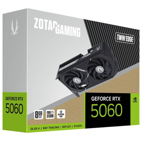 Видеокарта Zotac PCI-E 5.0 RTX 5060 TWIN EDGE NVIDIA GeForce RTX 5060 8Gb 128bit GDDR7 2497/28000 HDMIx1 DPx3 HDCP Ret