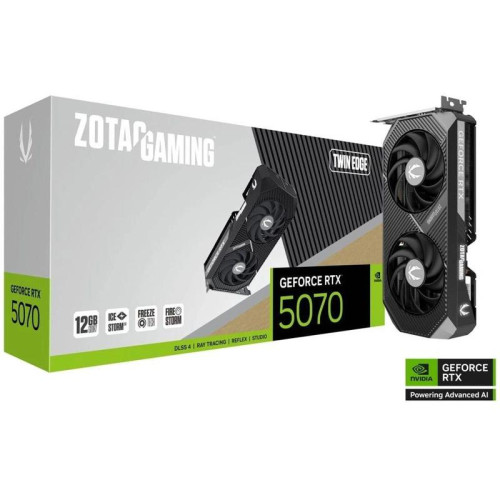 Видеокарта Zotac PCI-E 5.0 RTX 5070 TWIN EDGE NVIDIA GeForce RTX 5070 12Gb 192bit GDDR7 2512/28000 HDMIx1 DPx3 HDCP Ret