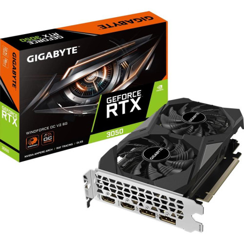 Видеокарта Gigabyte PCI-E GV-N3050WF2OCV2-6GD NVIDIA GeForce RTX 3050 6Gb 96bit GDDR6 1477/14000 HDMIx2 DPx2 HDCP Ret