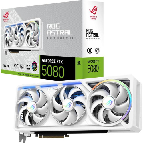 Видеокарта Asus PCI-E 5.0 ROG-ASTRAL-RTX5080-O16G-WHITE NVIDIA GeForce RTX 5080 16Gb 256bit GDDR7 2760/30000 HDMIx2 DPx3 HDCP Ret