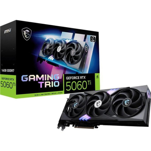 Видеокарта MSI PCI-E 5.0 RTX 5060TI 16G GAMING TRIO NVIDIA GeForce RTX 5060TI 16Gb 128bit GDDR7 2572/28000 HDMIx1 DPx3 HDCP Ret
