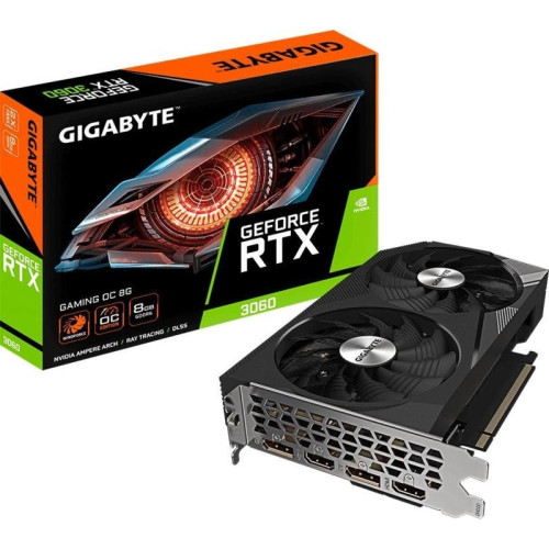 Видеокарта Gigabyte PCI-E 4.0 GV-N3060GAMING OC-8GD 2.0 NVIDIA GeForce RTX 3060 8Gb 128bit GDDR6 1807/15000 HDMIx2 DPx2 HDCP Ret [GV-N3060GAMING OC-8GD 2.0]