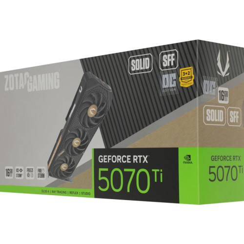 Видеокарта Zotac PCI-E 5.0 RTX 5070 Ti SOLID SFF OC NVIDIA GeForce RTX 5070TI 16Gb 256bit GDDR7 2482/28000 HDMIx1 DPx3 HDCP Ret
