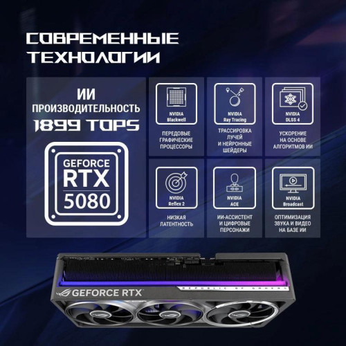 Видеокарта Asus PCI-E ROG-ASTRAL-RTX5080-O16G-GAMING NVIDIA GeForce RTX 5080 16Gb 256bit GDDR7 2760/30000 HDMIx2 DPx3 HDCP Ret