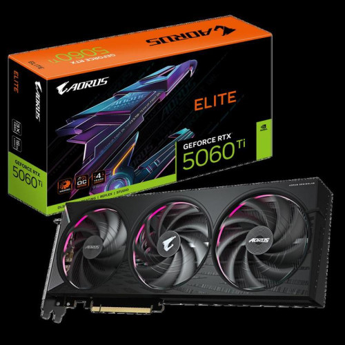 Видеокарта Gigabyte RTX5060Ti ELITE 16GB GDDR7 128bit 3xDP HDMI 3FAN RTL
