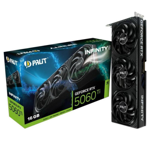 Видеокарта Palit PCI-E 5.0 RTX5060Ti INFINITY 3 NVIDIA GeForce RTX 5060TI 16Gb 128bit GDDR7 2407/28000 HDMIx1 DPx3 HDCP Ret