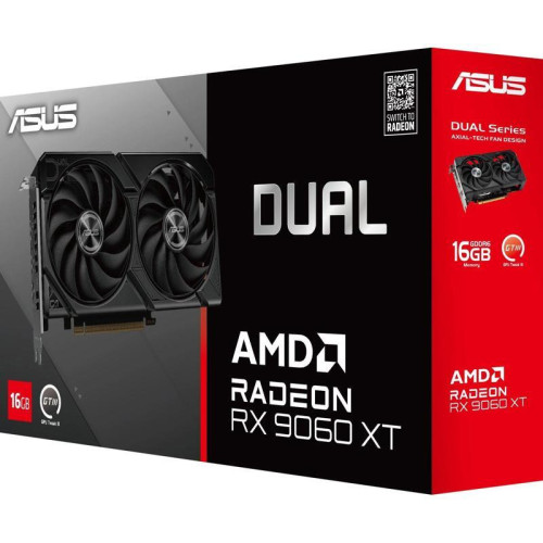 Видеокарта Asus PCI-E 5.0 DUAL-RX9060XT-16G AMD Radeon RX 9060XT 16Gb 128bit GDDR6 2550/20000 HDMIx1 DPx2 HDCP Ret