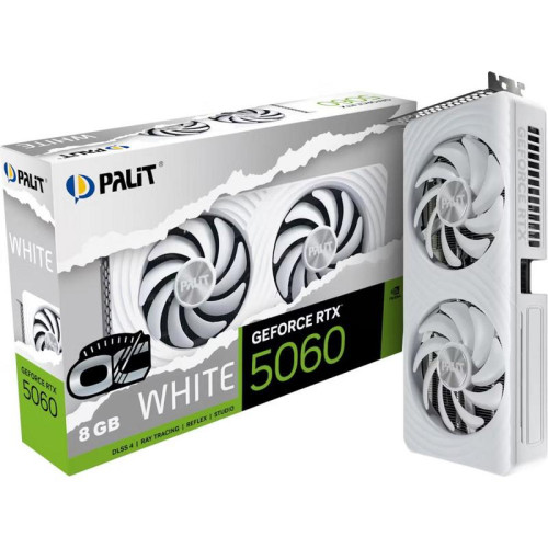 Видеокарта Palit PCI-E 5.0 PA-RTX5060 WHITE OC NVIDIA GeForce RTX 5060 8Gb 128bit GDDR7 2280/28000 HDMIx1 DPx3 HDCP Ret