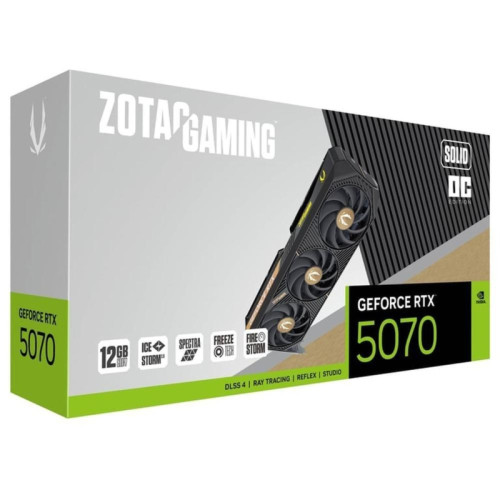 Видеокарта Zotac PCI-E 5.0 RTX 5070 SOLID OC NVIDIA GeForce RTX 5070 12Gb 192bit GDDR7 2542/28000 HDMIx1 DPx3 HDCP Ret Видеокарта Zotac PCI-E 5.0 RTX 5070 SOLID OC NVIDIA GeForce RTX 5070 12Gb 192bit GDDR7 2542/28000 HDMIx1 DPx3 HDCP Ret