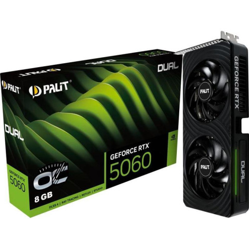 Видеокарта Palit PCI-E 5.0 RTX5060 DUAL OC NVIDIA GeForce RTX 5060 8Gb 128bit GDDR7 2295/28000 HDMIx1 DPx3 HDCP Ret