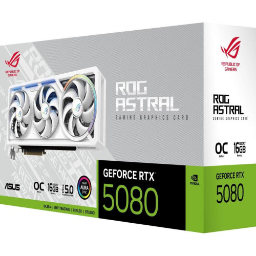 Видеокарта Asus PCI-E 5.0 ROG-ASTRAL-RTX5080-O16G-WHITE NVIDIA GeForce RTX 5080 16Gb 256bit GDDR7 2760/30000 HDMIx2 DPx3 HDCP Ret