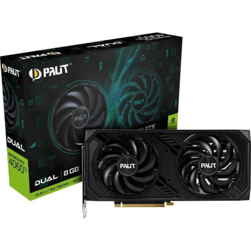 Видеокарта Palit PCI-E 4.0 RTX4060Ti DUAL NVIDIA GeForce RTX 4060TI 8Gb 128bit GDDR6 2310/18000 HDMIx1 DPx3 HDCP Ret [NE6406T019P1-1048D]