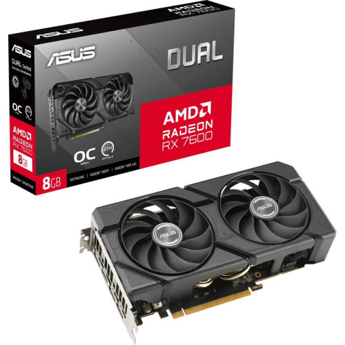 Видеокарта Asus PCI-E DUAL-RX7600-O8G-EVO AMD Radeon RX 7600 8Gb 128bit GDDR6 2280/17500 HDMIx1 DPx3 HDCP Ret