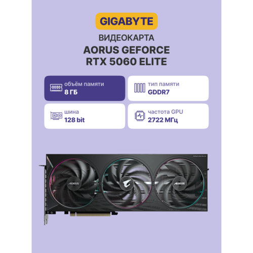 Видеокарта/ GV-N5060AORUS E-8GD Видеокарта/ GV-N5060AORUS E-8GD