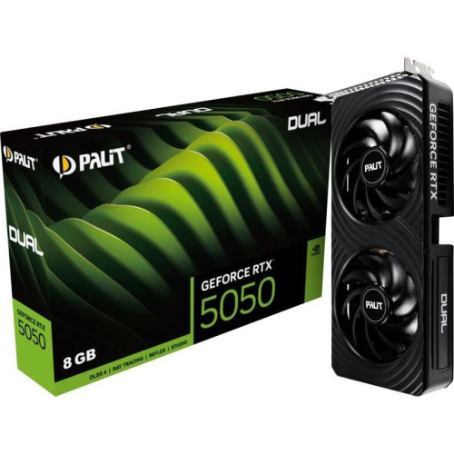 Видеокарта Palit PCI-E 5.0 PA-RTX5050 DUAL NVIDIA GeForce RTX 5050 8Gb 128bit GDDR6 2317/20000 HDMIx1 DPx3 HDCP Ret