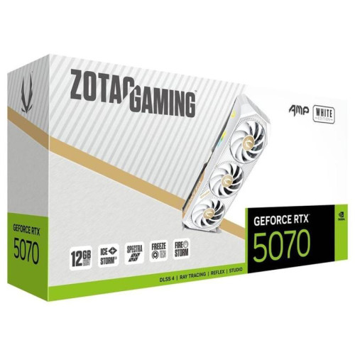 Видеокарта Zotac PCI-E 5.0 RTX 5070 AMP WHITE ED NVIDIA GeForce RTX 5070 12Gb 192bit GDDR7 2587/28000 HDMIx1 DPx3 HDCP Ret
