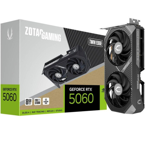 Видеокарта Zotac PCI-E 5.0 RTX 5060 TWIN EDGE NVIDIA GeForce RTX 5060 8Gb 128bit GDDR7 2497/28000 HDMIx1 DPx3 HDCP Ret