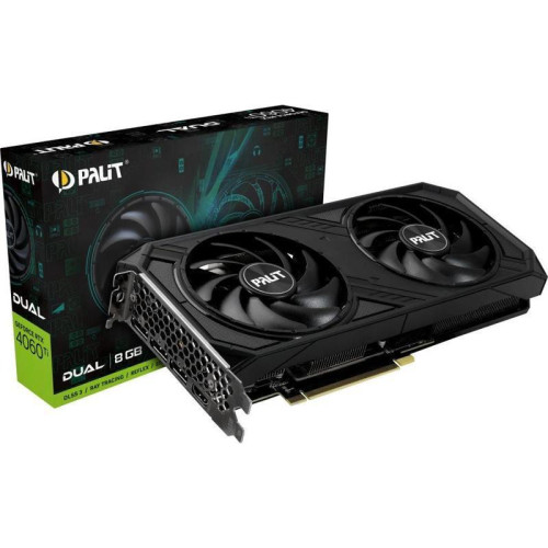 Видеокарта Palit PCI-E 4.0 RTX4060Ti DUAL NVIDIA GeForce RTX 4060TI 8Gb 128bit GDDR6 2310/18000 HDMIx1 DPx3 HDCP Ret [NE6406T019P1-1048D]