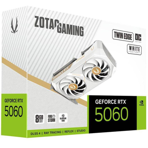 Видеокарта Zotac PCI-E 5.0 RTX 5060 TWIN EDGE OC WHITE ED NVIDIA GeForce RTX 5060 8Gb 128bit GDDR7 2527/28000 HDMIx1 DPx3 HDCP Ret