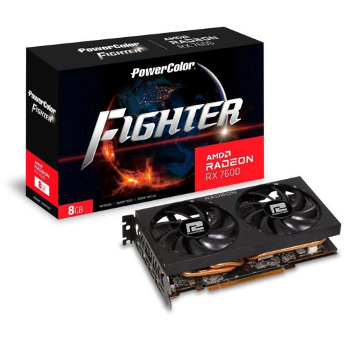 Видеокарта PowerColor PCI-E 4.0 RX 7600 8G-F AMD Radeon RX 7600 8Gb 128bit GDDR6 2250/18000 HDMIx1 DPx3 HDCP Ret [RX 7600 8G-F]