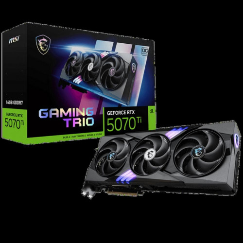 Видеокарта MSI PCI-E 5.0 RTX 5070 Ti 16G GAMING TRIO OC NVIDIA GeForce RTX 5070TI 16Gb 256bit GDDR7 2572/28000 HDMIx1 DPx3 HDCP Ret