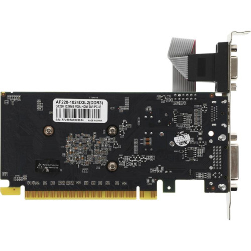 Видеокарта Afox PCI-E 2.0 AF220-1024D3L2 NVIDIA GeForce GT 220 1Gb 128bit DDR3 625/1580 DVIx1 HDMIx1 CRTx1 HDCP Ret low profile