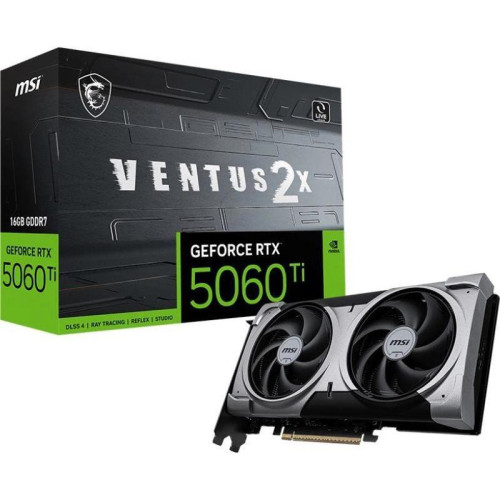 Видеокарта MSI PCI-E 5.0 RTX 5060TI 16G VENTUS 2X PLUS NVIDIA GeForce RTX 5060TI 16Gb 128bit GDDR7 2572/28000 HDMIx1 DPx3 HDCP Ret