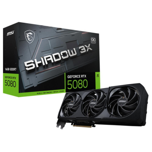 Видеокарта MSI PCI-E RTX 5080 16G SHADOW 3X OC NVIDIA GeForce RTX 5080 16Gb 256bit GDDR7 2640/30000 HDMIx1 DPx3 HDCP Ret