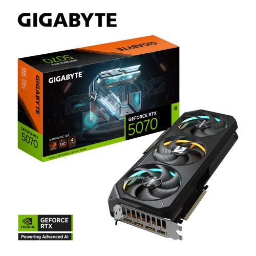 Видеокарта Gigabyte PCI-E GV-N5070GAMING OC-12GD 1.0 NVIDIA GeForce RTX 5070 12Gb 192bit GDDR7 2805/28000 HDMIx1 DPx3 HDCP Ret