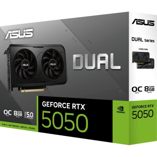 Видеокарта Asus PCI-E 4.0 DUAL-RTX5050-O8G NVIDIA GeForce RTX 5050 8Gb 128bit GDDR6 2647/28000 HDMIx1 DPx3 HDCP Ret Видеокарта Asus PCI-E 4.0 DUAL-RTX5050-O8G NVIDIA GeForce RTX 5050 8Gb 128bit GDDR6 2647/28000 HDMIx1 DPx3 HDCP Ret