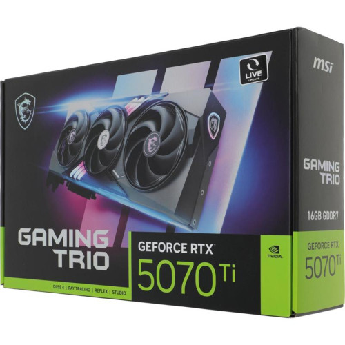 Видеокарта MSI PCI-E 5.0 RTX 5070TI 16G GAMING TRIO NVIDIA GeForce RTX 5070TI 16Gb 256bit GDDR7 2452/28000 HDMIx1 DPx3 HDCP Ret
