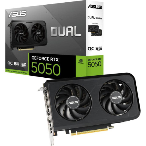 Видеокарта Asus PCI-E 4.0 DUAL-RTX5050-O8G NVIDIA GeForce RTX 5050 8Gb 128bit GDDR6 2647/28000 HDMIx1 DPx3 HDCP Ret