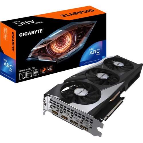 Видеокарта/ VGA GIGABYTE INTEL ARC A380 GAMING OC 6GB, GDDR6/96-bit, PCIe 4.0, 2xHDMI 2.0, 2xDP, 2-slot