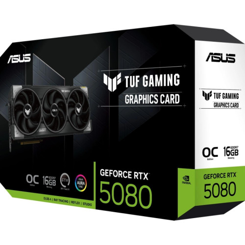 Видеокарта Asus PCI-E TUF-RTX5080-O16G-GAMING NVIDIA GeForce RTX 5080 16Gb 256bit GDDR7 2640/23000 HDMIx2 DPx3 HDCP Ret