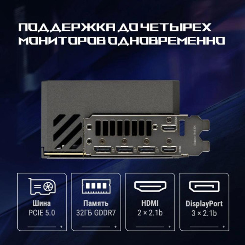 Видеокарта Asus PCI-E 5.0 ROG-ASTRAL-RTX5090-O32G-GAMING NVIDIA GeForce RTX 5090 32Gb 512bit GDDR7 2580/28000 HDMIx2 DPx3 HDCP Ret