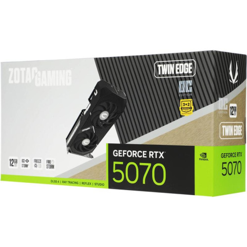 Видеокарта Zotac PCI-E 5.0 RTX 5070 TWIN EDGE OC NVIDIA GeForce RTX 5070 12Gb 192bit GDDR7 2542/28000 HDMIx1 DPx3 HDCP Ret