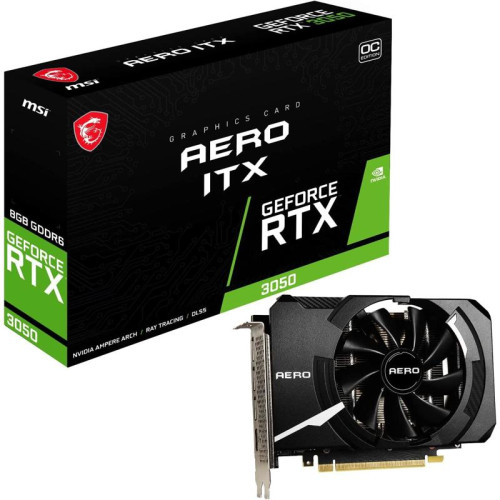 Видеокарта MSI PCI-E 4.0 RTX 3050 AERO ITX 8G OCV2 NVIDIA GeForce RTX 3050 8Gb 128bit GDDR6 1807/14000 DVIx1 HDMIx1 DPx1 HDCP Ret [RTX 3050 AERO ITX 8G OCV2]