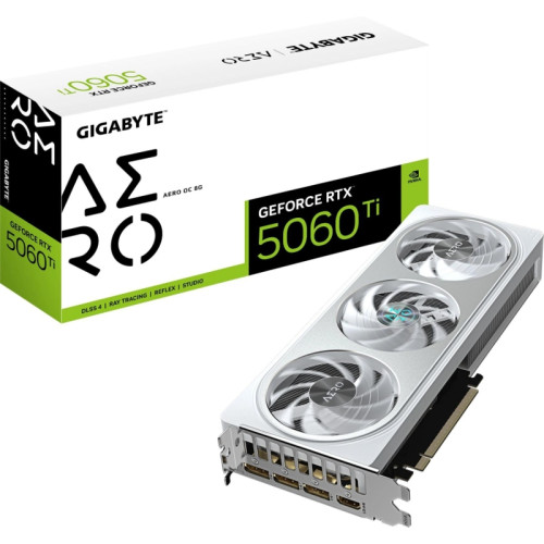 Видеокарта Gigabyte PCI-E 5.0 GV-N506TAERO OC-8GD 1.0 NVIDIA GeForce RTX 5060TI 8Gb 128bit GDDR7 2647/28000 Без Видеовыходов HDMIx1 DPx3 HDCP Ret