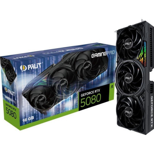 Видеокарта Palit PCI-E PA-RTX5080 GAMINGPRO NVIDIA GeForce RTX 5080 16Gb 256bit GDDR7 2295/30000 HDMIx1 DPx3 HDCP Ret