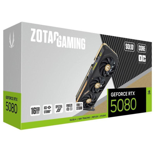 Видеокарта Zotac PCI-E 5.0 RTX 5080 SOLID CORE OC NVIDIA GeForce RTX 5080 16Gb 256bit GDDR7 2640/30000 HDMIx1 DPx3 HDCP Ret