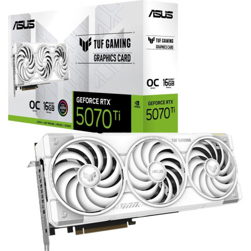 Видеокарта Asus PCI-E 5.0 TUF-RTX5070TI-O16G-WHITE-GAMING NVIDIA GeForce RTX 5070TI 16Gb 256bit GDDR7 2588/28000 HDMIx2 DPx3 HDCP Ret