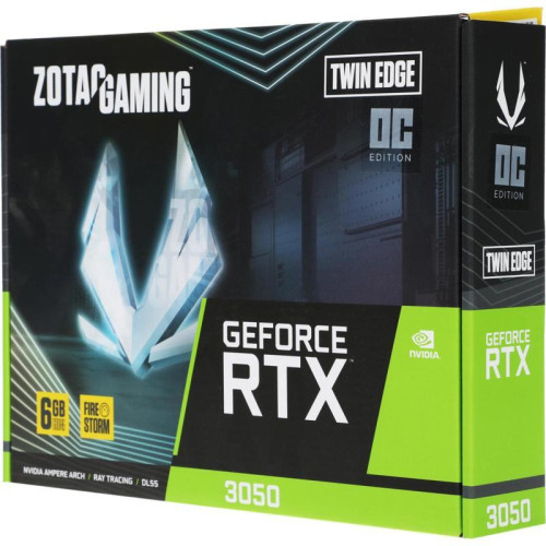 Видеокарта Zotac PCI-E RTX 3050 TWIN EDGE OC NVIDIA GeForce RTX 3050 6Gb 96bit GDDR6 1477/14000 HDMIx1 DPx3 HDCP Ret Видеокарта Zotac PCI-E RTX 3050 TWIN EDGE OC NVIDIA GeForce RTX 3050 6Gb 96bit GDDR6 1477/14000 HDMIx1 DPx3 HDCP Ret